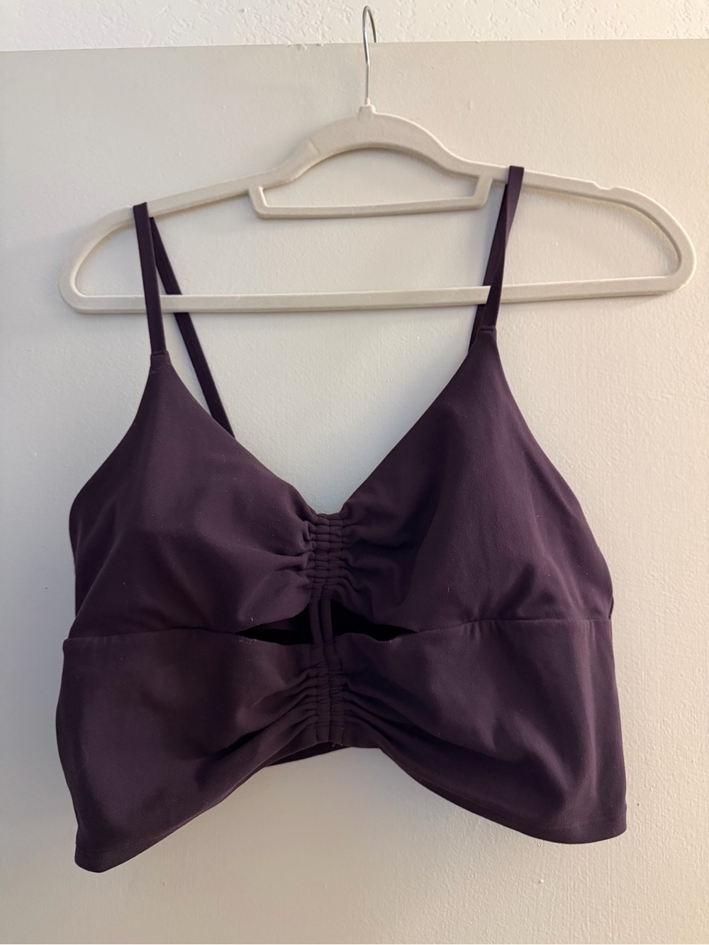 Athleta Ruched Plunge Bralette in Deep Plum